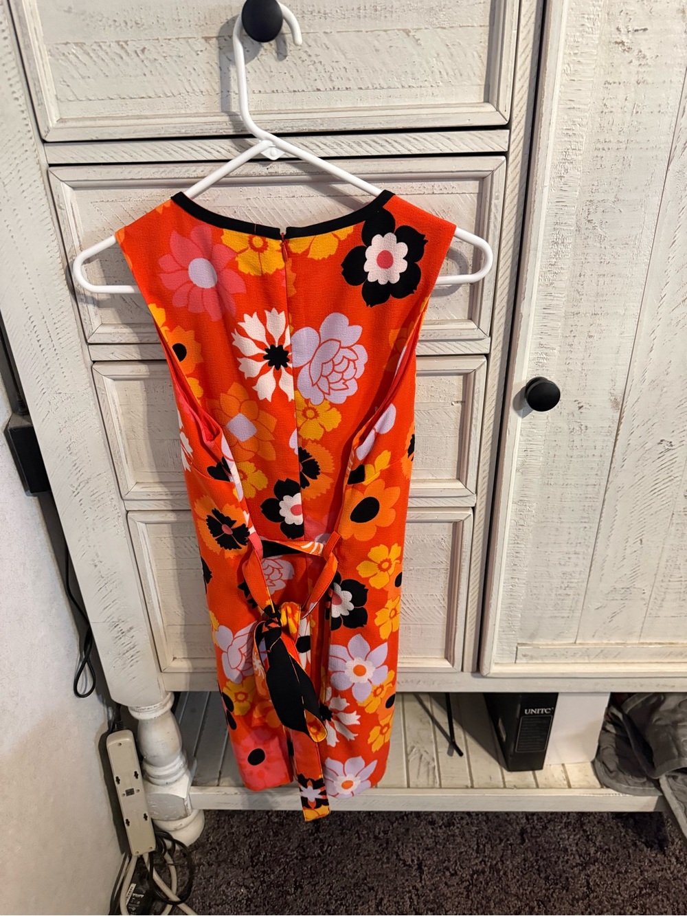 Victoria Beckham Orange Floral Jumpsuit with Tie Waist